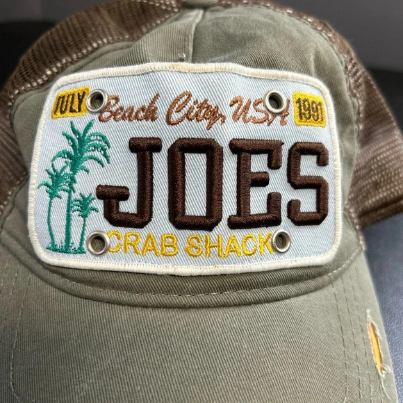 Joes‎ Crab Shack Hat Cap Adjustable Strap Back One Size Green Distressed Vintage - Picture 2 of 10